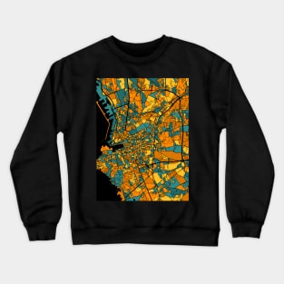 Marseille Map Pattern in Orange & Teal Crewneck Sweatshirt